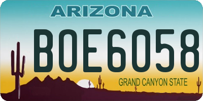 AZ license plate BOE6058