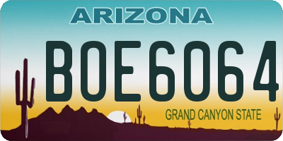 AZ license plate BOE6064