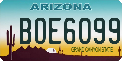 AZ license plate BOE6099