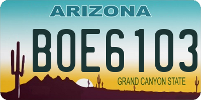 AZ license plate BOE6103