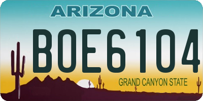 AZ license plate BOE6104