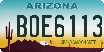 AZ license plate BOE6113
