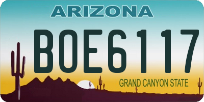 AZ license plate BOE6117