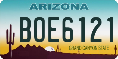 AZ license plate BOE6121