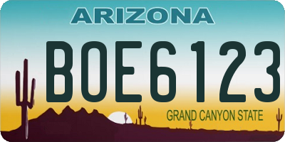 AZ license plate BOE6123