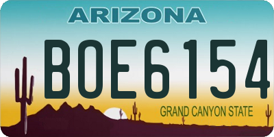 AZ license plate BOE6154