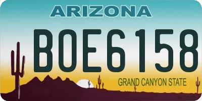 AZ license plate BOE6158