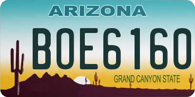 AZ license plate BOE6160