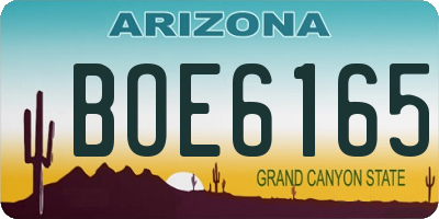 AZ license plate BOE6165