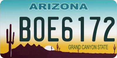 AZ license plate BOE6172