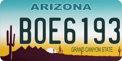 AZ license plate BOE6193
