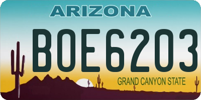 AZ license plate BOE6203