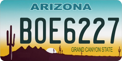 AZ license plate BOE6227