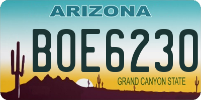 AZ license plate BOE6230