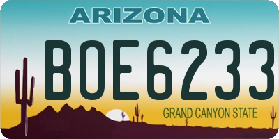 AZ license plate BOE6233