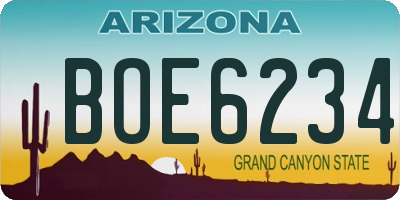 AZ license plate BOE6234