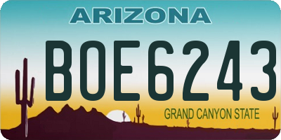 AZ license plate BOE6243