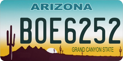 AZ license plate BOE6252