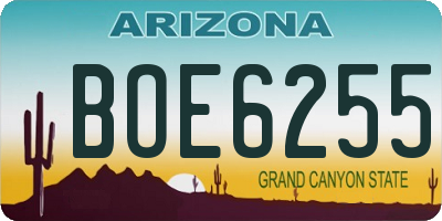 AZ license plate BOE6255