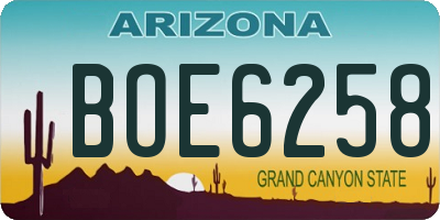 AZ license plate BOE6258