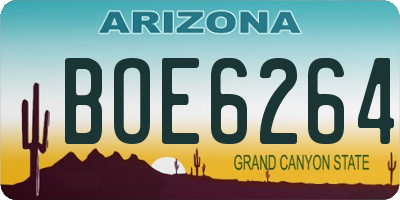 AZ license plate BOE6264