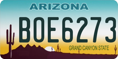 AZ license plate BOE6273