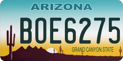 AZ license plate BOE6275