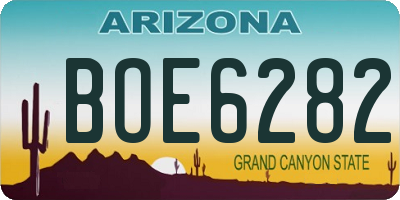 AZ license plate BOE6282
