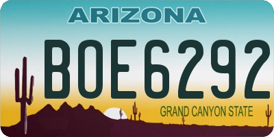 AZ license plate BOE6292