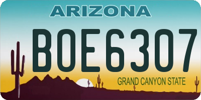 AZ license plate BOE6307