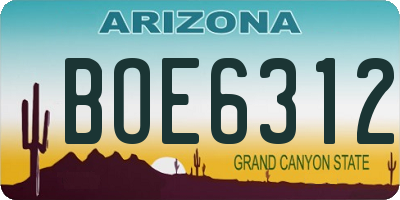 AZ license plate BOE6312
