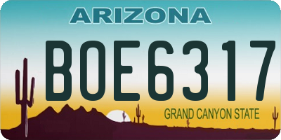 AZ license plate BOE6317
