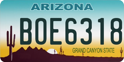 AZ license plate BOE6318
