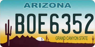 AZ license plate BOE6352