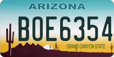 AZ license plate BOE6354