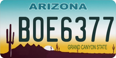 AZ license plate BOE6377