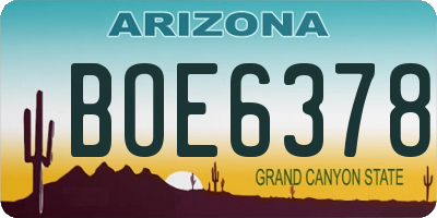 AZ license plate BOE6378