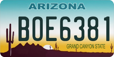 AZ license plate BOE6381