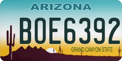 AZ license plate BOE6392