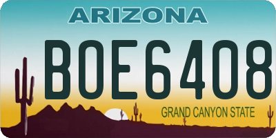 AZ license plate BOE6408