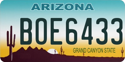AZ license plate BOE6433