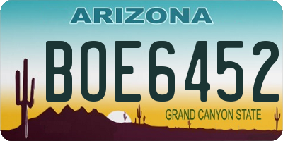 AZ license plate BOE6452