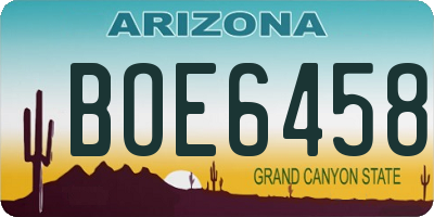 AZ license plate BOE6458