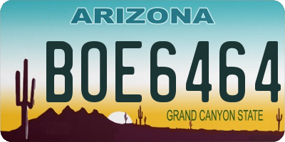 AZ license plate BOE6464
