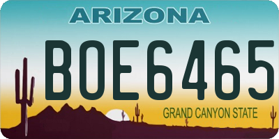 AZ license plate BOE6465