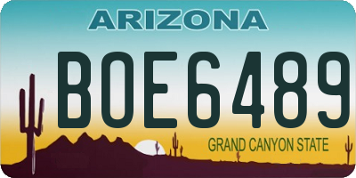 AZ license plate BOE6489