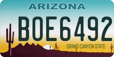 AZ license plate BOE6492