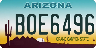 AZ license plate BOE6496