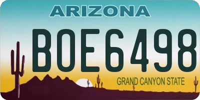 AZ license plate BOE6498