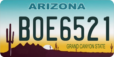 AZ license plate BOE6521